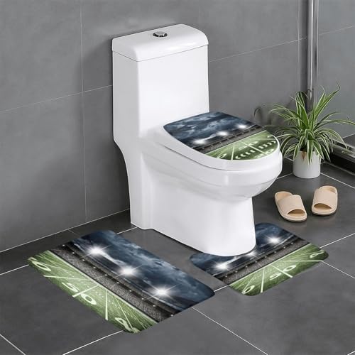 Stadion Fußball Satdium Field Light Night Badezimmerteppich-Set 3-teilig, rutschfeste, weiche Teppichmatten, U-förmige Toilette für Badezimmer, Badewanne, Dusche Stadion Fußball Satdium Field Light Night Badezimmerteppich-Set 3-teilig, rutschfeste, weiche Teppichmatten, U-förmige Toilette für Badezimmer, Badewanne, Dusche von Fgwaauh