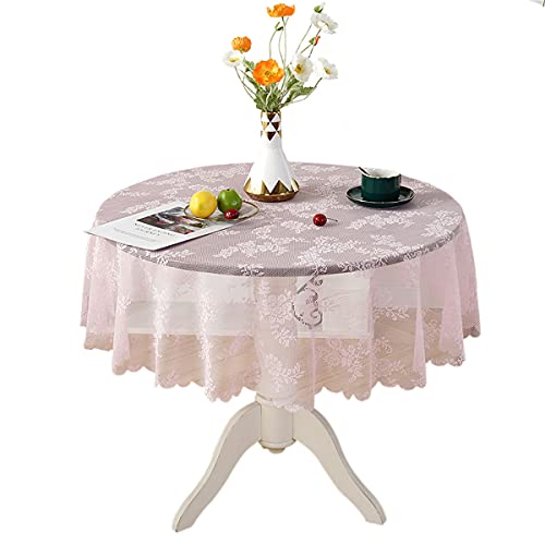 Runde rosa Spitze Tischdecke Vintage Classic Lace Lightweight Table Cloth Tischdekoration 120cm Rund von Fhberni