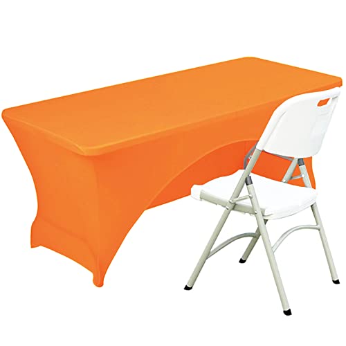 Spandex Tischdecke Ausgestattete Polyester Tischdecke Stretch Tischdecke Tischdecke Offene Rückseite – 4FT/120CM, Orange von Fhberni