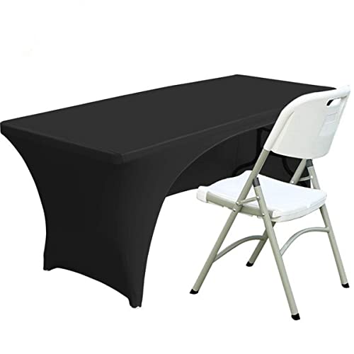 Spandex Tischdecke Fitting Polyester Tischdecke Stretch Tischdecke Tischplatte Offene Rückseite - 5FT/153CM, Schwarz von Fhberni
