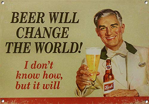 Fhdang Decor Beer Will Change The World Metallschild, 20,3 x 30,5 cm von Fhdang Decor