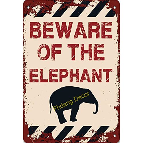 Fhdang Decor Warnschild mit Aufschrift "Beware of the Elephant Caution", lichtbeständig, für Innen- und Außenbereich, Aluminiumschild, Warnschild für Zuhause, Haus und Geschäft, 30,5 x 45,7 cm von Fhdang Decor