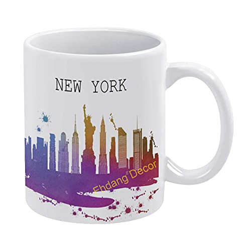 Kaffeetasse mit New York Skyline, New York Cityskape City, Geschenkidee, Teetasse, Erntedankfest, Reisetasse, Geschenk, Weihnachten, 325 ml von Fhdang Decor