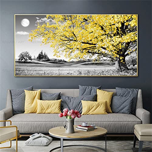 40x120cm Groß Diamond Painting Set Moderner gelber Baum 5D Diamont Painting Bilder, Diamant Painting Kinder Full Square Diamond Dots Crystal Art Erwachsene DIY Diamond Art Aesthetic Room Decor10392 von Fheeao