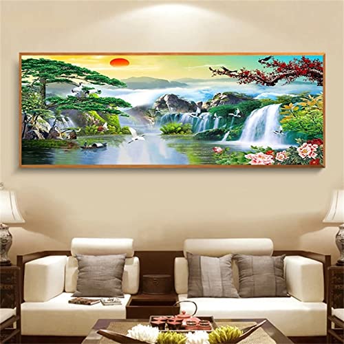 Fheeao 5D Diamond Painting Landschaft Wasserfall Diamant Painting Bilder DIY Diamant Malerei Strass Kreuzstich Stickerei Set Diamandhandwerk Als Geschenk für Home Dekoration Wanddekoration 50x100cm von Fheeao