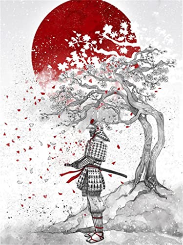 Fheeao 30x40cm Groß Diamond Painting Japanischer Samurai, Malen Nach Zahlen Erwachsene, DIY Diamant Painting Bilder Kinder, Cross Stickerei Diamant Malerei Kits, Wohnzimmer Büro Wand Dekoration -7407 von Fheeao