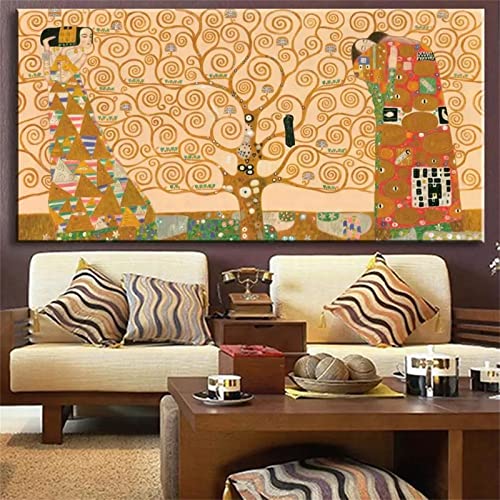 Fheeao 5D Diamond Painting Gustav Klimt Baum Diamant Painting Bilder DIY Diamant Malerei Strass Kreuzstich Stickerei Set Diamandhandwerk Als Geschenk für Home Dekoration Wanddekoration 50x100cm von Fheeao