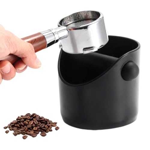 Fhioevt Knock Box Abklopfbehälter für Siebträger Espresso Abklopfbehälter Abschlagbox Kaffeesatz AbschlagbehäLter mit Abnehmbarer Geräuschabsorbierender für Kaffeemaschine Kaffee Zubehör (Schwarz) von Fhioevt