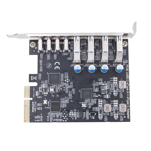 Fhkpsqkcn PCIe Zu 4 USB 3.2- Und 4 Typ C Portweiterungskarte ASM3142+VL822 Steuerung 20 Gbit/S Benötigen Kein Treiber Für Desktop Computer von Fhkpsqkcn