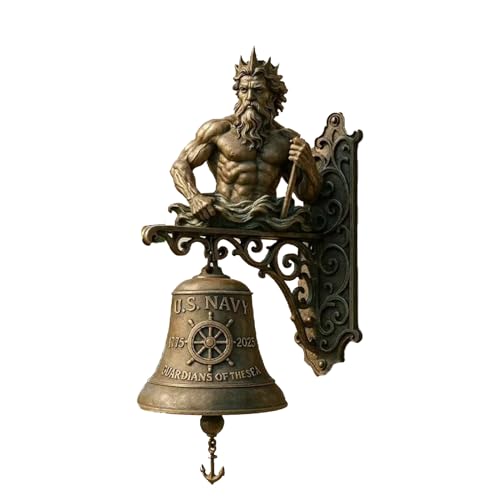 Fhlprte Türglocke Gusseisen antik, Outdoor Dekorative Glocke, Antik-Stil Landhausstil Für Dekoration Für Laden, Haus, Garten, Hütte. Geschenk für Freunde und Familie (Meeresgöttin) von Fhlprte