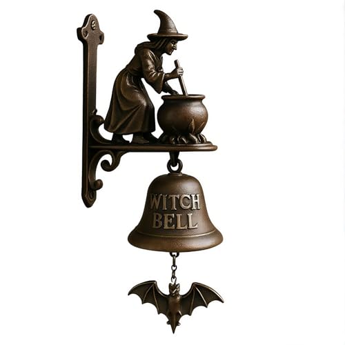 Fhlprte Türglocke Gusseisen antik, Outdoor Dekorative Glocke, Antik-Stil Landhausstil Für Dekoration Für Laden, Haus, Garten, Hütte. Geschenk für Freunde und Familie (Zaubertrankhexe) von Fhlprte