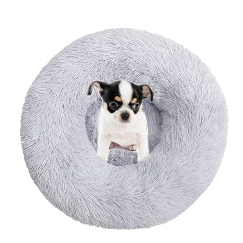 Fhodigogo Hundebett Katzenbett Waschbar Donut Hundebett Weiches Plüsch Rundes Hundesofa mit Wasserfeste Unterseite Katzenbett (45CM) von Fhodigogo