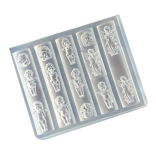Klare Silikonnägel Charm Form Mit Komplizierten Engelsmustern Für Kreative Nägel Kunstbegeisterte Glitzer Engelsnageldesign Form von Fhsqwernm