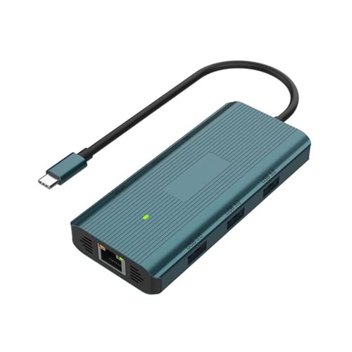 USB C Dockingstation 9 Anschlüsse Multifunktional mit 1000M Ethernet 3 USB 4K30Hz HDTV Kartenleser PD100W Aufladen von Fhsqwernm