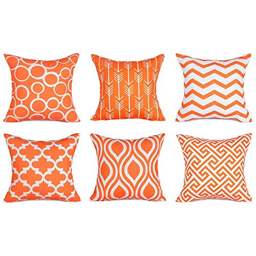 Fhuuly 6er Geometrie Stli Kissenhülle 45 x 45 cm Kissenbezug Kissenbezüge für Sofa Auto Cafe Dekor Dekoratives Taille Kissen Abdeckung Zierkissenbezüge(Orange) von Fhuuly