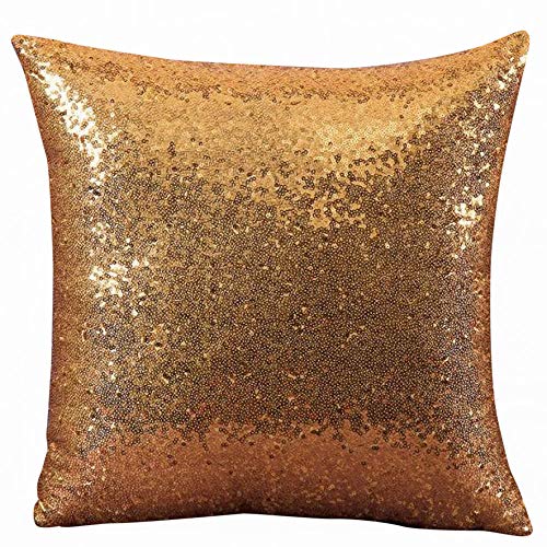 Fhuuly Kissenhülle Glitzer Pailletten Sofa Festival Kissenüberzug 40x40cm Auto Cafe Dekor Dekoratives Kissenbezug Taille Kissen Abdeckung Zierkissenbezüge(Gelb) von Fhuuly