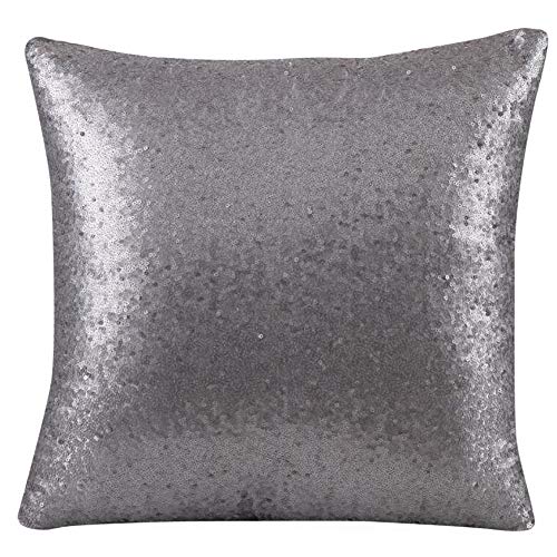 Fhuuly Kissenhülle Glitzer Pailletten Sofa Festival Kissenüberzug 40x40cm Auto Cafe Dekor Dekoratives Kissenbezug Taille Kissen Abdeckung Zierkissenbezüge(Silver) von Fhuuly