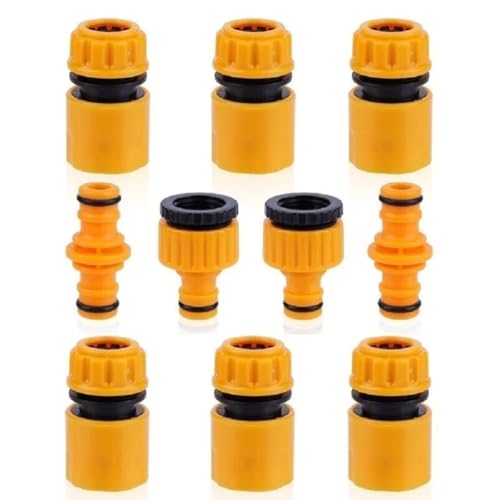 FiTspi 10 Stück Gartenschlauch-Wasserhahn-Anschluss, Schlauch-Armaturen-Set für Outdoor-Wasserhahn und Verbindungsschläuche, Rohrschlauch, Schnellverbinder, Adapter für 1,9 cm und 1,27 cm 2-in-1 von FiTspi