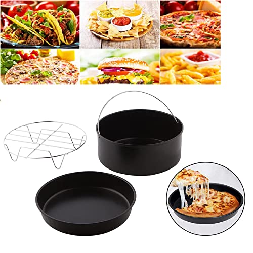 Fiacvrs 3 Stück/Set Luftfritteusen-Zubehör aus Edelstahl für Grill, Slow Cooker Zubehör, passend für alle XL- und XXL-Luftfritteusengrößen (Größe: 17,8 cm) von Fiacvrs