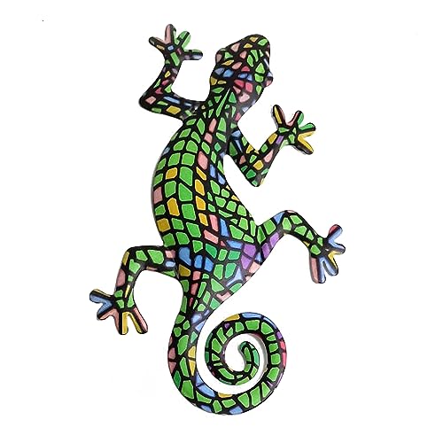 Fiacvrs Metall-Gecko-Wandkunst-Ornament, Wandbehang, Schmiedeeisen, Gartengeschenk, Wohnzimmer, Wanddekoration, Dekor-Zubehör (3) von Fiacvrs