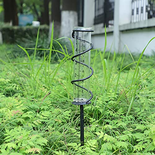 Fiacvrs Regenmesser, Regenmesser mit Stab Spirale, Garten Wasser Regen Messbecher Wassermessbecher Garten Glas Regen Wasserzähler Messbecher für Gärtner, Hof, Rasen, Weg, Terrasse von Fiacvrs