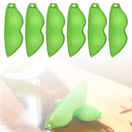 Flaschenbürsten, 6 Stück Wasserflaschenschwamm, Magic Beans Bottle Cleaner Sponge, Küchenschwämme in Erbsenform, blasenbildende Fasern, für verschiedener Kaliber und Größen Flasche, mit Schlüsselband von Fiacvrs