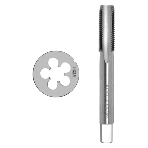 Gewindebohrer M14x1,5mm,Gewindebohrer mit Legierungswerkzeug,Rechtsgewinde Feingewinde Schneider,Gerade Geriffelt Gewindeschneider,HSS Gewindebohrer und Schneideisen Set,Universeller Gewindebohrer von Fiacvrs