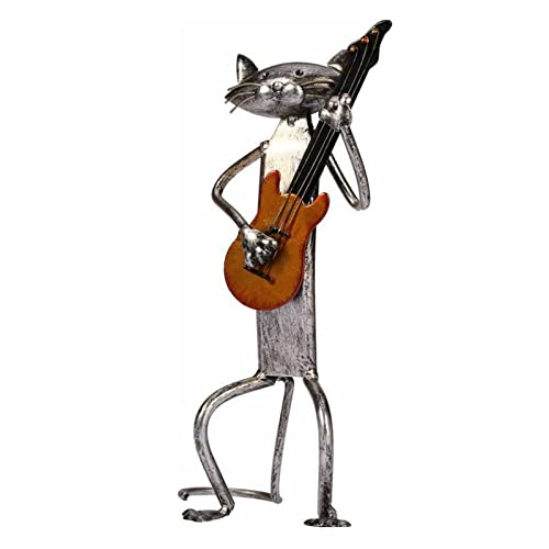 Katzenskulptur, eine spielende Gitarre, Katze, Neuheit, Skulptur, Geschenk für Katzenliebhaber, Eisenkunst, Katzenstatue, Tischdekoration für Zuhause, Küche (Katzenskulptur) von Fiacvrs