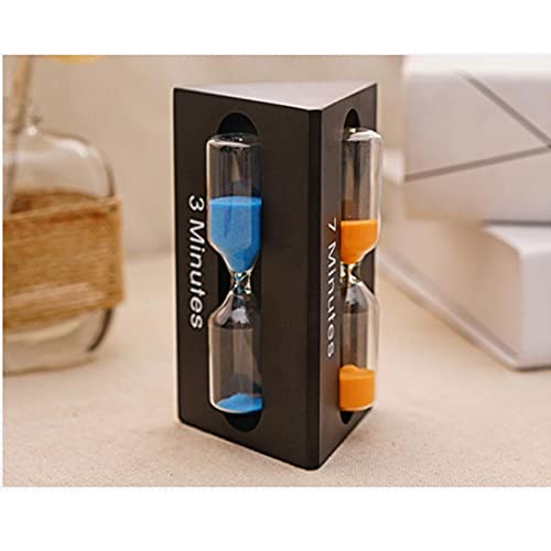 Sanduhr, 3/5/7 Minuten, visuell, für Kinder, Klassenzimmer, Handwerk, Sanduhr, Geschenk, Zuhause, Küche, Kochen, Holz, dreieckig (schwarz) von Fiacvrs