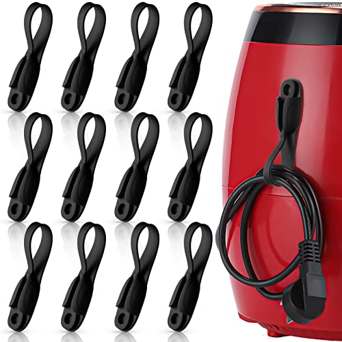 12 Stück Kabelhalter Kabel Organizer für Küchengeräte Selbstklebende Kabelaufwickler Klebrige Silikon Kabelbinder für Datenkabel Heißluftfritteuse Toaster Haus (Schwarz) von Fiada