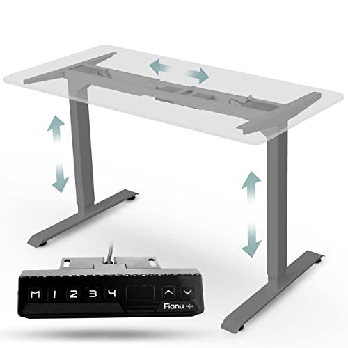 Fianu®️ Höhenverstellbarer Schreibtisch elektrisch Gestell TÜV GS geprüft für Stehschreibtisch 2 Motoren mit Anti-Kollisionsschutz 4 Speicherplätze bis 100kg Tragkraft (Gray) von Fianu