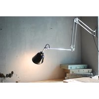 Vernickelte Gelenkleuchte Arpela D.r.p. Wandlampe Wie Midgard, Seltene Industrielle Leuchte von FiatLuxBerlin