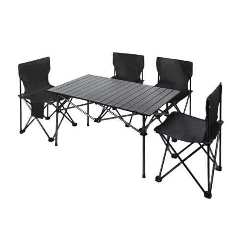 Fiauli Camping -tischstuhl -Set, 4 Stühlen und 1Table, Faltbare Tragbare Außentischestuhl, Fischgrill -Wanderschulen -Klapthocker -Tisch MIT Großem Lagerorganisator und Tragetasche Schwarz Fiauli Camping -tischstuhl -Set, 4 Stühlen und 1Table, Faltbare Tragbare Außentischestuhl, Fischgrill -Wanderschulen -Klapthocker -Tisch MIT Großem Lagerorganisator und Tragetasche Schwarz von Fiauli