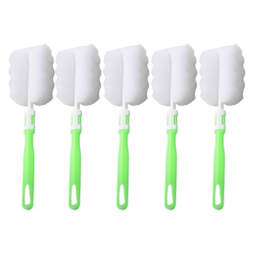 Fiauli Cup Bottom Cleaner 5pcs Langstreifen Schwammbürsten Set abnehmbare Flaschenreinigung für schmale Flaschen Brillen Tassen tragbarer Schrubben effektiv von Grün von Fiauli
