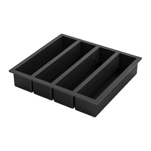 Fiauli Easy Release Ice Tably Silicon Stick 4 Hohlräume Lebensmittel Grad BPA Sommer Kühlschrank Langstreifen Butterhersteller Press Form Küche Flexibel Schwarz A von Fiauli
