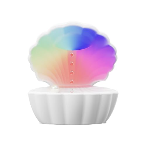 Fiauli Elegantes Wassertropfen-Design Luftbefeuchterluft mit Bluetooth-Lautsprecher 550 ml Tank Multi-Color Night Light Mini Leichter Cooler Nebel für Wohnkultur Entspannung Weiß von Fiauli