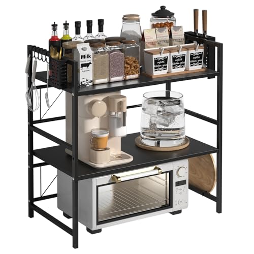 Fiauli Erweiterbare Mikrowellen-Ofen-Rack, 2-Tier-Mikrowellenschelf, mit Schneiderhalter- und Choping-Board-Ständer, verstellbares Kohlenstoffstahl-Mikrowellenschelf, Schwarz Fiauli Erweiterbare Mikrowellen-Ofen-Rack, 2-Tier-Mikrowellenschelf, mit Schneiderhalter- und Choping-Board-Ständer, verstellbares Kohlenstoffstahl-Mikrowellenschelf, Schwarz von Fiauli