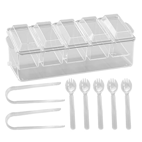 Fiauli Obstschale Serviertablagerung Box mit 5 Fächern große Kapazität BPA-freier transparenter Behälter für Snacks Salatkekse vielseitiger B 1 Satz von Fiauli