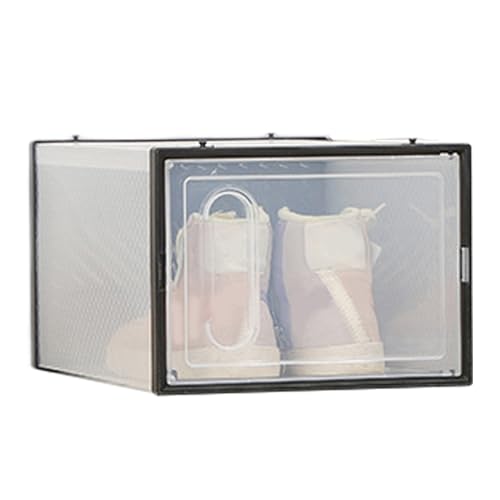 Fiauli Schuhspeicherbox, transparent sichtbare quadratische Form stapelbare Langleichterbirnenschuhe, hohlaus atmungsaktueller Schuhorganisator Haushalte Stoffe Schwarz von Fiauli