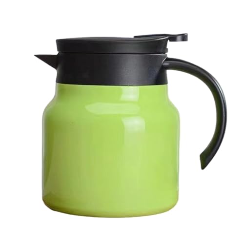 Fiauli Teekanne mit integriertem Filter Langlebiger Temperaturverriegeltopf Edelstahl Thermal 1000 ml Isolierte abtrennbare V-förmige Ausgänge Easy-Pour-Design Grün 1000ml von Fiauli