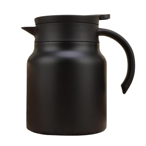 Fiauli Teekanne mit integriertem Filter Langlebiger Temperaturverriegeltopf Edelstahl Thermal 1000 ml Isolierte abtrennbare V-förmige Ausgänge Easy-Pour-Design Schwarz 1000ml von Fiauli