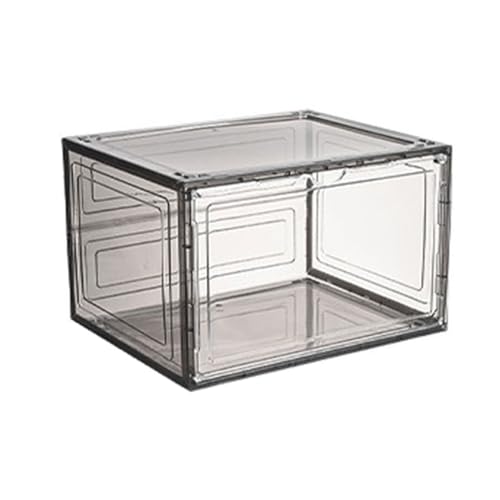 Fiauli Transparenter Schuhspeichergehäusekasten Organizer mit magnetisch stapelbarem Staubdicht großer Kapazität Einfacher Zugangsbehälter für effiziente Grau Seitlich offen von Fiauli