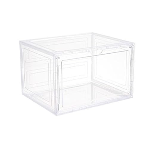 Fiauli Transparenter Schuhspeichergehäusekasten Organizer mit magnetisch stapelbarem Staubdicht großer Kapazität Einfacher Zugangsbehälter für effiziente Weiß Vorne offen von Fiauli