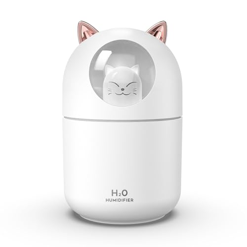 Fiauli USB angetriebene Luftbefeuchterkatze mit großer Kapazität 2 Sprühmodi automatisch Niedrig-Nacht-Licht tragbarer Luftdiffusorreiniger für Desktop Weiß von Fiauli