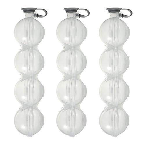 Fiauli Whisky Ice Puck Form Ball Maker 4 Loch Round Cube mit Silikonabdeckung Easy Fill Release Kugel für Cocktails Getränke Benutzerfreundliches Getränk Chilling Chilling 3pcs von Fiauli