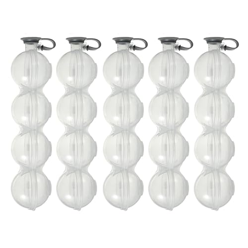 Fiauli Whisky Ice Puck Form Ball Maker 4 Loch Round Cube mit Silikonabdeckung Easy Fill Release Kugel für Cocktails Getränke Benutzerfreundliches Getränk Chilling Chilling 5pcs von Fiauli