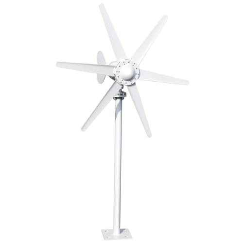 Fiauli Windturbengenerator, 800W 12 V/24 V 6-Blatt-Lüfterwindturben-Kit, Elektromagnetischer Stromerzeuger MIT Integrierer-Controller, Tragbarer Erneuerungsergiegenerat Weiß von Fiauli