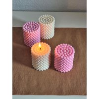 Handgemachte Perlen Kerzen Rapswachs I Wohnzimmer Deko Rosa Weiß Geschenkideen Zum Geburtstag Couchtisch Mitbringsel von FiauzKerzen