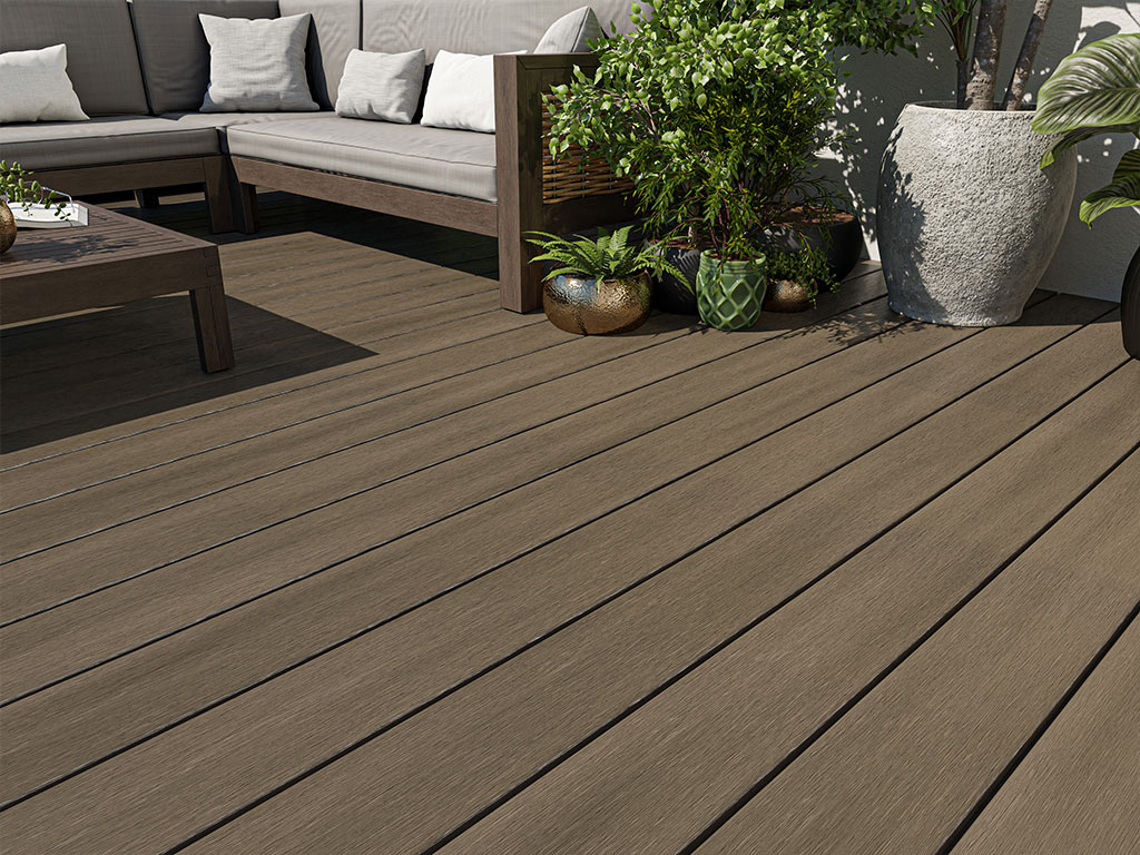 Fiberdeck Terrassendielen WPC Fun Deck Vintage wenge - Stärke/Breite 23x138 mm, Länge 3 m, strukturiert, Massivprofil von Fiberdeck