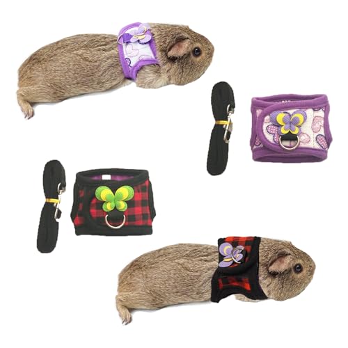 2 Stück Meerschweinchen Leine und Geschirr, verstellbare Anti-Escape-Weste Meerschweinchens Zubehoer,130cm Atmungsaktives Westengeschirr für Ratten, Frettchen,Bartagame(Purple & Red, S) 2 Stück Meerschweinchen Leine und Geschirr, verstellbare Anti-Escape-Weste Meerschweinchens Zubehoer,130cm Atmungsaktives Westengeschirr für Ratten, Frettchen,Bartagame(Purple & Red, S) von FiboPawer